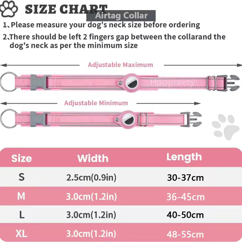 Reflective AirTag Dog Collar, Heavy Duty Dog Collar with Adjustable AirTag Holder Case Accessories for Small Medium Large Dogs 8 best sales air tag dog collar - №5