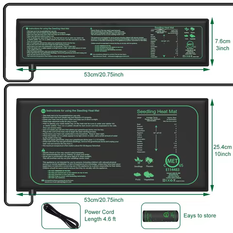 10/25/50CM Seedling Heat Mat Indoor Plants Germination Waterproof Heating Pad Propagation Clone Starter Mat EU/US/UK Plug 12 best sales heat mat for plants - №4
