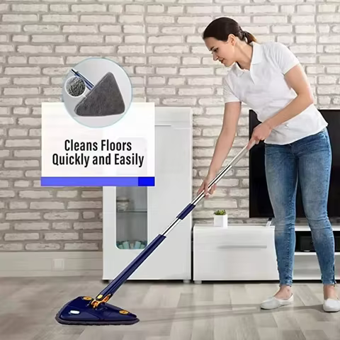 Rotatable Telescopic Triangle Mop 360° Spin Cleaning Mop Squeeze Wet And Dry Use Water Absorption For Home Floor Ceiling 12 best sales wall mop - №4