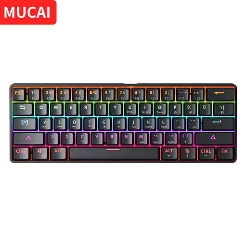 MUCAI MK61 USB Gaming Esports Mechanical Keyboard 61 Key Red Switch Wired Detachable Cable RGB Backlight Hot Swap 10 best sales red keyboard - №3