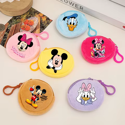Mickey Mouse Minnie Mouse Plush Coin Purse Disney Anime Figures Printing Mini Wallet Fun Kawaii Earphone Bags Cute Storage Bag 10 best sales mickey mouse wallet - №10
