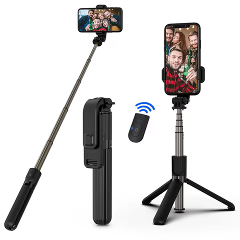 H1 Wireless Bluetooth Selfie Stick tripod monopod stand Phone holder for Outdoor travel 3 IN 1 8 best sales insta360 go 3 - №4