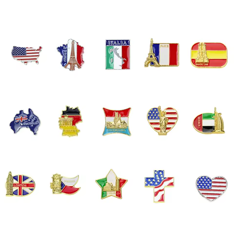 World Famous Building Brooches Heart Shape National Flag Souvenir Memory Zinc Alloy Pins Demin Jacket Bag Pins Buckle Badge 10 best sales aruba souvenir - №9