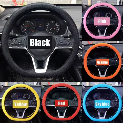 Universal Car Silicone Steering Wheel Cover Elastic Non-Slip Cover For 36-40cm Steering Wheel Multi Color Car Decor Accessories 6 best sales costco eyeglass frames - №6