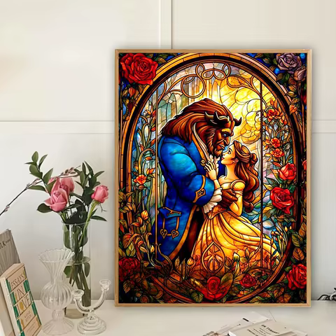 Disney Beauty And Beast Diamond Painting Princess Full Round Drill Mosaic Handmade Home Decoration Art Kits For Kids Gift 10 best sales beauty and the beast figurines - №7