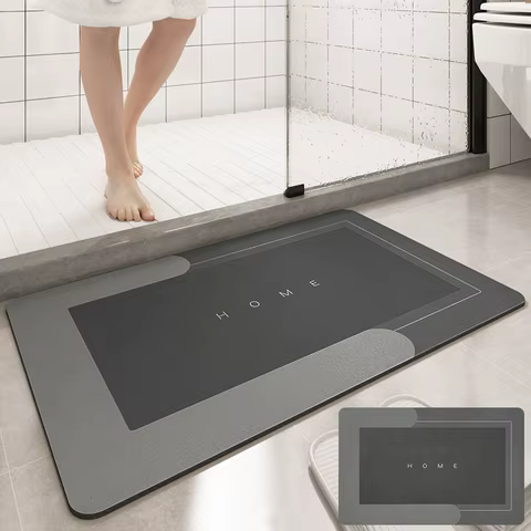 1pc 40*60cm Super Absorbent Floor Mat For Bathroom Non Slip, Fast Drying Soft, Carpet Shower Tub Outdoor Doormat 8 best sales anti slip shower mat - №8