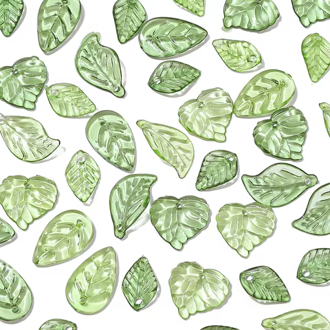 100pcs Acrylic Mini Small Tree Leaf Hand Beaded DIY Handmade Necklace Earrings Loose Bead Separated Bead Jewelry Accessory Mater 10 best sales cherry blossom beads - №3
