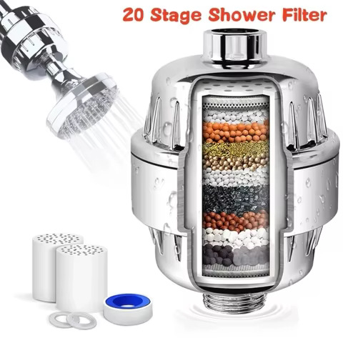 15-20Stages High householdto Remove Chlorine Fluoride Heavy Metals Filtered Soften Hard Water for Shower Head Cleaning Purifier 10 best sales mineral filter - №3