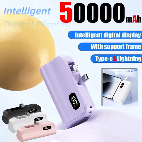Mini 50000mAh Wireless PowerBank 2-in-1 Large Capacity Digital Display Portable Fast Charging External Battery for iPhone Xiaomi 10 best sales 2 in 1 charger and power bank - №5