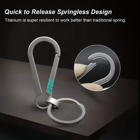 Titantium Carabiner Keychain Carabiner Hook Key Ring Key Holder with Bottle Opener for Camping Hiking Fishing Travel Outdoor 10 best sales elastic keychain - №2