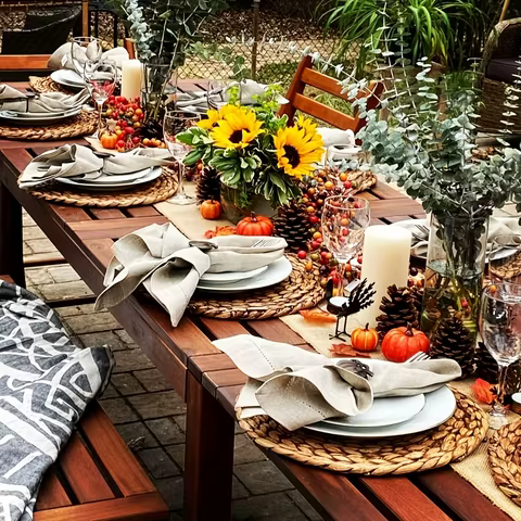 6-piece hand-woven rattan placemats - round woven table mats, suitable for dining rooms and living rooms, heat-resistant 10 best sales round table mat 90cm - №10