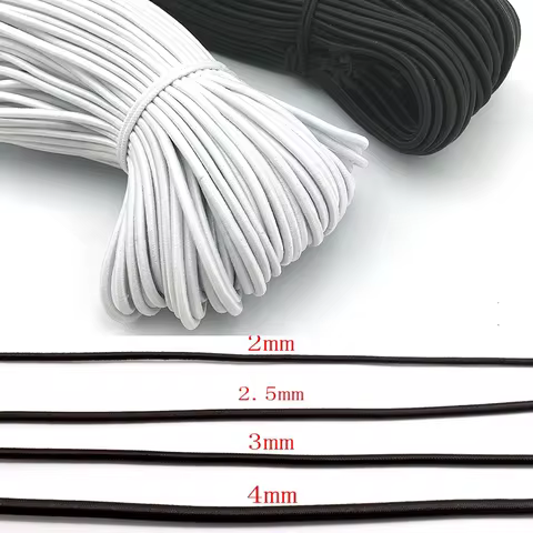 1mm 2mm 3mm 4mm White Black Round Elastic Bands Rubber Stitching Rope Tape Cord Wedding for DIY Sewing Clothes Accessories 10 best sales rubber for clothes - №5