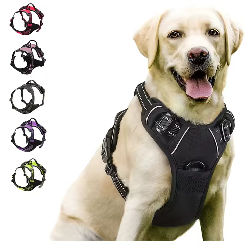 No Pull Dog Harness Front Clip Heavy Duty Reflective Easy Control Handle for Large Dog Walking 10 best sales stainless steel dog collar - №4