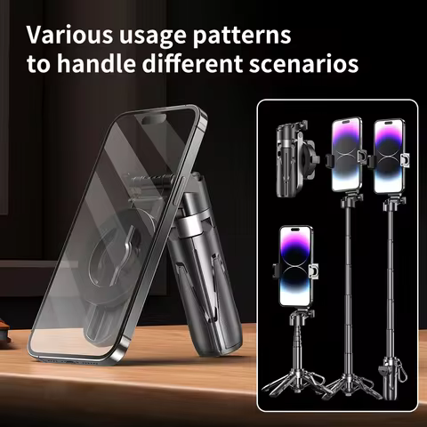 3 in 1 Smart Phone Tripod Selfie Stick for Cellphones Magnetic Hand Grip Mini Handle Bracket Stand for Vlog Live Broadcast 6 best sales tripod handle - №2