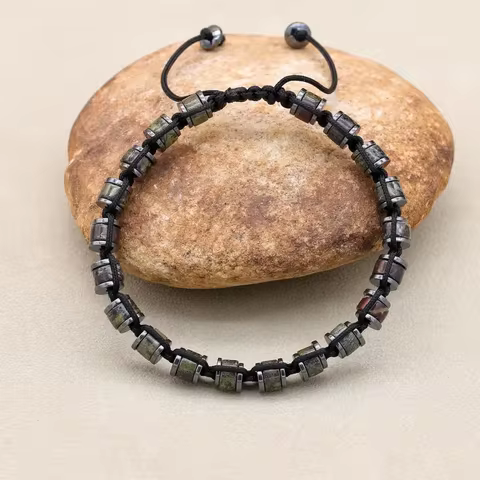 Men's Bracelet Natural Stone Hematite Dragon Blood Beads Braided Bracelet & Bangle Women Couple Health Handmade Jewelry Gifts 8 best sales dragon blood stone - №5