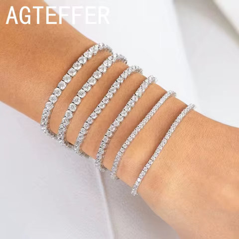 925 Sterling Silver Tennis Chain Bracelets For Women Fashion Cubic Zircon Crystal Rose Gold Wedding Party Friends Gift Jewelry 10 best sales rose gold bangles - №10