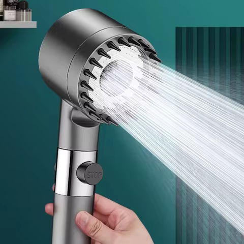 High Pressurized Filter Shower Head 3-mode Adjustable Spray with Massage Brush Rain Faucet Bathroom Accessories 8 best sales bathroom acessories - №1