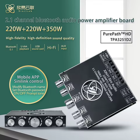 S350H TPA3251D2 Bluetooth Power Amplifier Board S220H S100H 2.1Ch Class D USB Sound Subwoofer Theater Audio Stereo Equalizer AMP 10 best sales amplifier class d - №6
