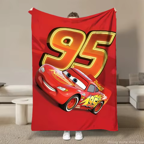 Disney Car Lightning Mcqueen Flannel Plush Soft Fluffy Break Nap Blanket Children's Cover Cartoon Blanket Children Anime Blanket 10 best sales lightning mcqueen bedding - №10