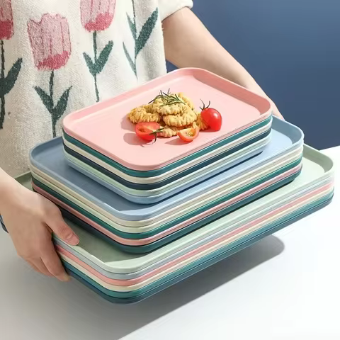 Plastic Serving Tray Home Tea Fruit Dessert Tray Anti-SlipScratch Resistant Plastic Food Cooking Storage Tray Kitchenware 12 best sales food tray korean - №4