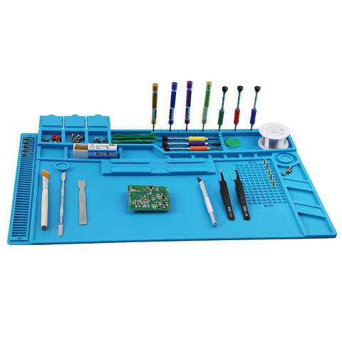 Soldering Station Mat Silicone Work Mat Heat Resistant 932°F Anti-Static Magnetic Mat for Electronic Phone Laptop Watch Repair 10 best sales phone repair tool - №5