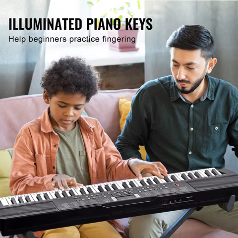 SucceBuy 61 Key Digital Keyboard Piano Electric Portable Piano Keyboard 200Tones 200Rhythms or 600Tones 500 Rhythms for Beginner 10 best sales mini piano keyboard - №2
