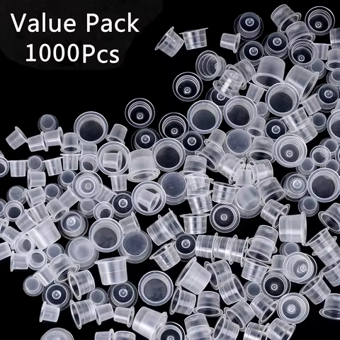 1000 PCS Plastic Disposable Tattoo Ink Cups Pigment Clear Holder Container Cap Tattoo Accessory Permanent Makeup 12 best sales tattoo tools - №9