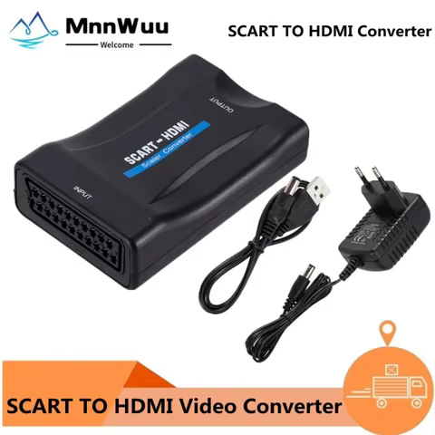 MnnWuu 1080P SCART To HDMI-compatible Video Audio Upscale Converter Adapter for HD TV DVD for Sky Box STB Plug and Play DC Cable 8 best sales scart - №3