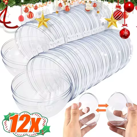 1/12Pcs DIY Hollow Balls Christmas Plastic Transparent Fillable Bauble Xmas Tree Hanging Ornaments Home Party Gifts Box Decor 6 best sales plastic sphere 30cm - №4