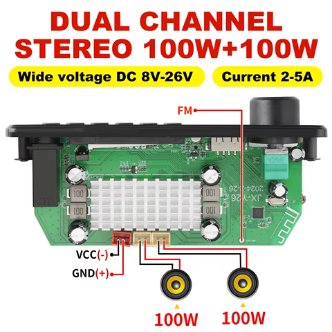 NEW 200W Amplifier Bluetooth DIY MP3 WAV Decoder Board DC 12V 100W Wireless Car USB MP3 Player TF Card Slot USB FM with Mic 8 best sales fm mike - №4