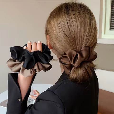 1pcs Women Silk Satin Scrunchies Korean Ladies Girls Elastics Hair Band Ponytail Hold Hair Accessories 6 best sales silk scrunchie - №3