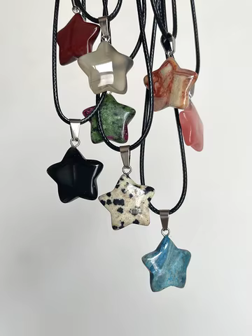 Trend Natural Stone Hexagon Crystal Rose Quartz Opal Star Pendant Necklace for Women Fluorite Lapis Bullet Pendulum Jewelry Gift 12 best sales natural crystals - №11
