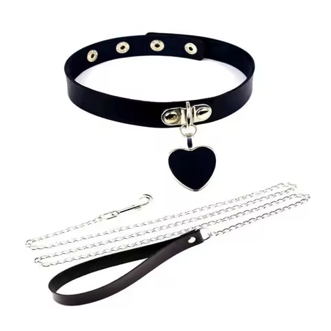 Sexy Necklace Collar Leather Bdsm Cosplay Slave Heart Collars And Leash Set For Women Bondage Gothic Choker Bell Accessories 8 best sales bdsm neck - №6