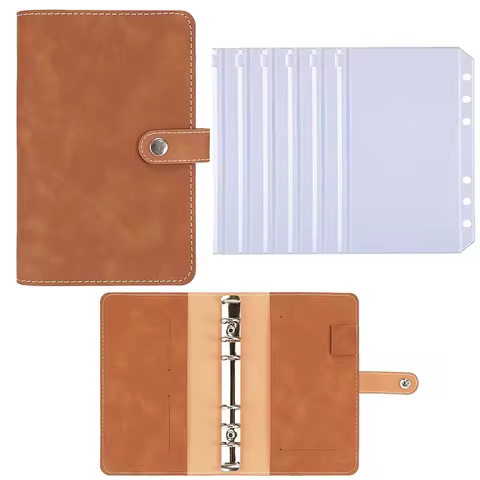 A6 Budget Binder Planner Notebook Cover PU Loose-leaf Handbook 6 Holes Binder Diary Agenda Paper Cover School Stationery 12 best sales field notes cover - №6