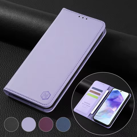 Wallet Skin friendly Card Slot Strong Magnetic Flip Leather Case For Samsung Galaxy A05s A13 A14 A15 A24 A34 A35 A52 A53 A54 A55 12 best sales samsung a15 flip case - №10