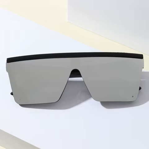 European and American Trendy Large Frame One-piece Sunglasses 2024 New Men and Women Street Photography Driving Sunglasses Retro 10 best sales dior sunglasses - №10