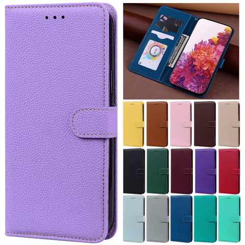 Candy Solid Color PU Leather Flip Phone Case For Huawei P20 P30 P40 Lite E P50 Pro P9 P8 Lite 2017 Case Cover Wallet Stand Coque 6 best sales huawei p9 case - №4