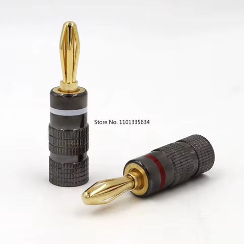 4pcs New Gun Metal BANANA PLUGS 24K Gold-plated 4MM Banana Connector with Screw Lock For Audio Jack Speaker Plugs White&Red 10 best sales banana hifi - №6