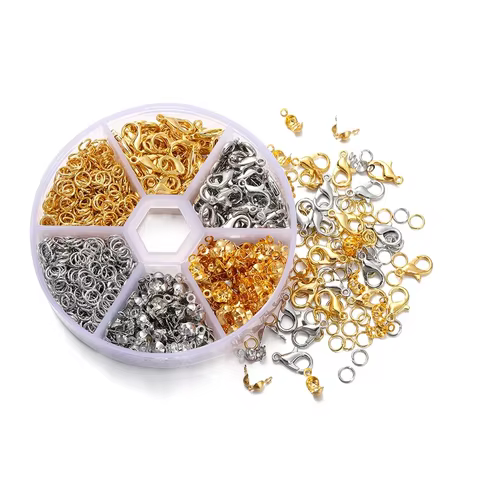 1Box Jewelry Making Kits Lobster Clasp Open Jump Rings End Crimps Beads Box Sets Handmade Bracelet Necklace Findings Supplies 10 best sales korean jewelry making materials - №6