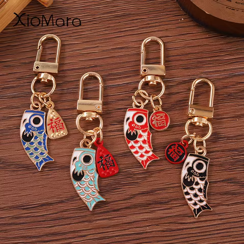 Koinobori Keychain Japanese Koi Fish and Lucky Bag Charm Keyring Key Chain Key Ring Men Women Unisex Jewelry Friends Gifts 8 best sales koi fish charm - №2
