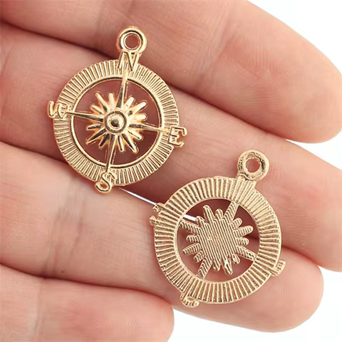 7pcs 29X25mm Antique Bronze Silver KC Gold Plated Charms Bracelet Necklace Pendant Classic Compass A263 10 best sales compass charm - №5