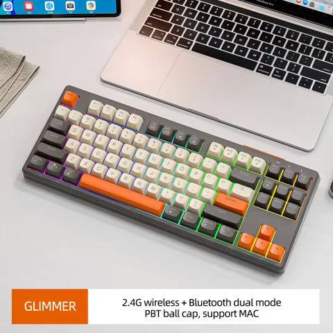 M87 Wireless Bluetooth Dual Mode Keyboard, Mechanical Feeling Gaming Gaming Office Mute PBT Ball Cap Rainbow Light 12 best sales portable keyboard - №9
