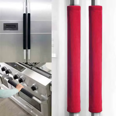 2Pcs/Set Refrigerator Door Handle Cover Kitchen Appliance Decor Fridge Oven Handle Antiskid Door Knob Protector Black Grey Red 12 best sales refrigerator door handle cover - №1