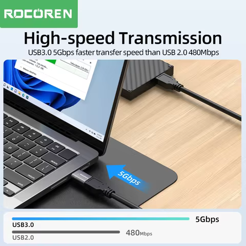 Rocoren USB Type C OTG Adapter USB C Male to USB 3.0 Female Cable Converters For Macbook Samsung S22 S20 Xiaomi 5Gbps Type-c OTG 6 best sales lenovo keyboard - №2