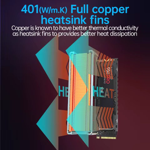 JEYI M.2 2280 SSD High Performance Heatsink, Copper Fins with Aluminum Frame Passive Heat Sinks - 50pcs Fins Cold - 401 W/mk 10 best sales copper heatsinks - №8