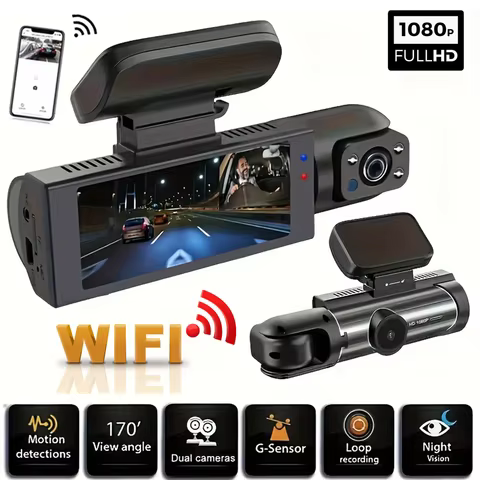 1080P WIFI Dual camera Dash Cam for cars,Front And Inside,car camera with IR Night Vision,Loop Recording,wide angle Car DVR Came 10 best sales qin 1s 4g - №1