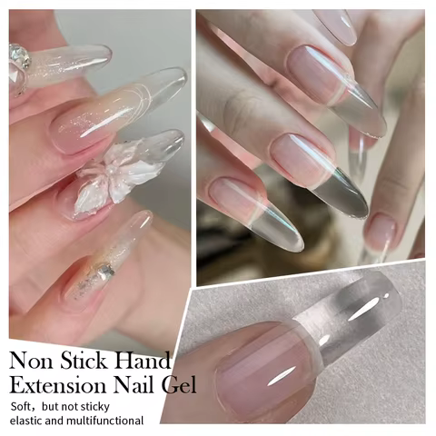 BORN PRETTY 15ml Clear Non Stick Hand Extension Gel Nail Polish for 3D Shaping Nail Art Solid Milky Jelly Hard Gel for Fake Nail 10 best sales glimmer - №4