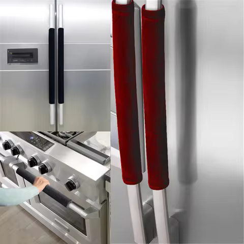 2Pcs Refrigerator Door Handle Cover Kitchen Appliance Decor Handles Antiskid Protector Gloves Fridge Oven Keep off Fingerprints 12 best sales refrigerator door handle cover - №10