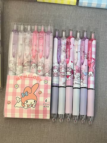 6Pcs Sanrio Gel Pen Hello Kitty Cartoon Kuromi ST Quick Drying Black 0.5mm Press The Ballpoint Pen Learning Stationery Gifts 12 best sales spongebob bracelet - №6
