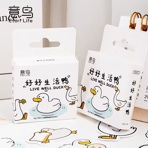 Etori Life46pcs/pack Good Life Duck Album decorative stickers Self-adhesive stickers for DIY student stationery notebook diary 6 best sales duck stationary - №4